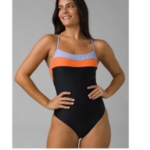 PrAna Lurisa One Piece Swimsuit Purple Black orange XL